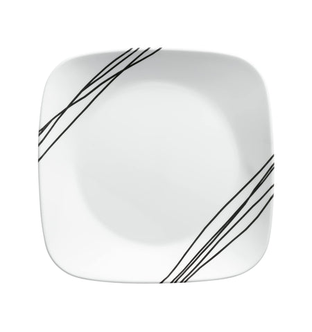 Corelle Vitrelle 4-Pieces 8.5" Glass Salad/Appetizer Plates, Chip & Crack Resistant Glass Dinnerware Set Plates, Simple Sketch