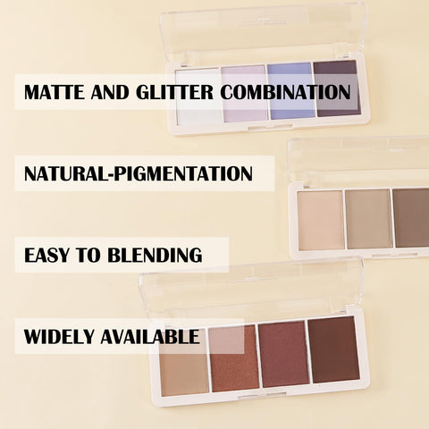 Boobeen 4 Colors Eyeshadow Palette, Highly Pigmented Eye shadow for Natural&Bold Eye Makeup, Blendable Shades in Matte and Shimmer Finishes, Easy to Apply
