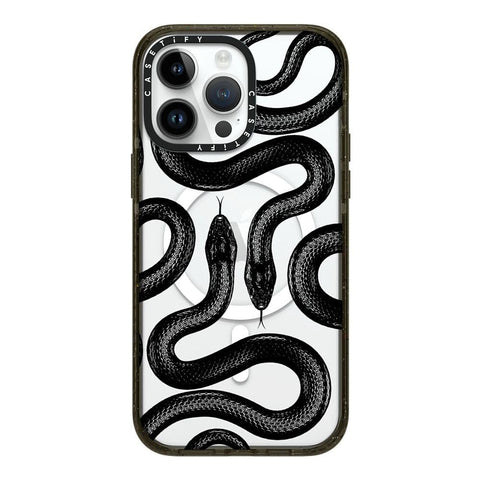 CASETiFY Impact iPhone 14 Pro Max Case [4X Military Grade Drop Tested / 8.2ft Drop Protection/Compatible with Magsafe] - Black Kingsnake - Glossy Black