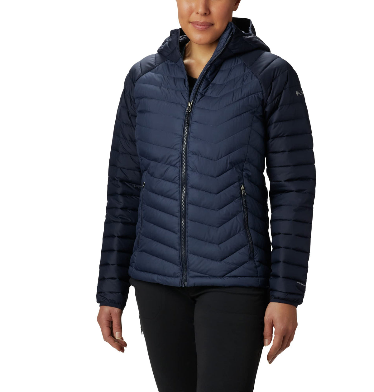 Columbia Women's Powder Lite Hooded Jacket, Hooded Puffer Jacket, Nocturnal/Dark Nocturnal, Size XL