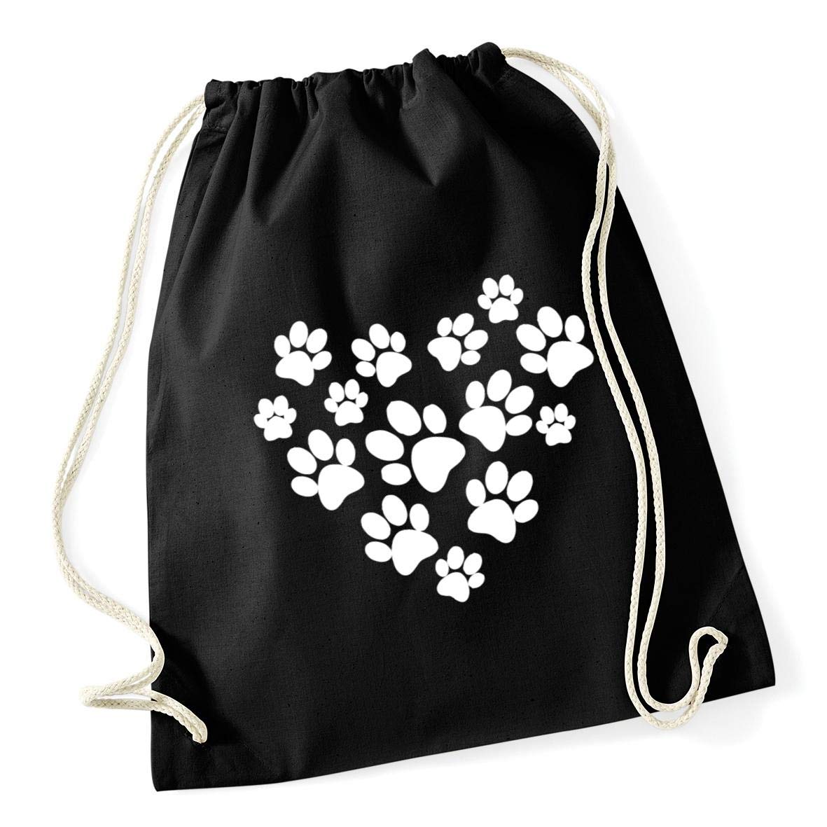 Hippowarehouse Paw print heart Drawstring Cotton School Gym Bag 37cm x 46cm, 12 litres
