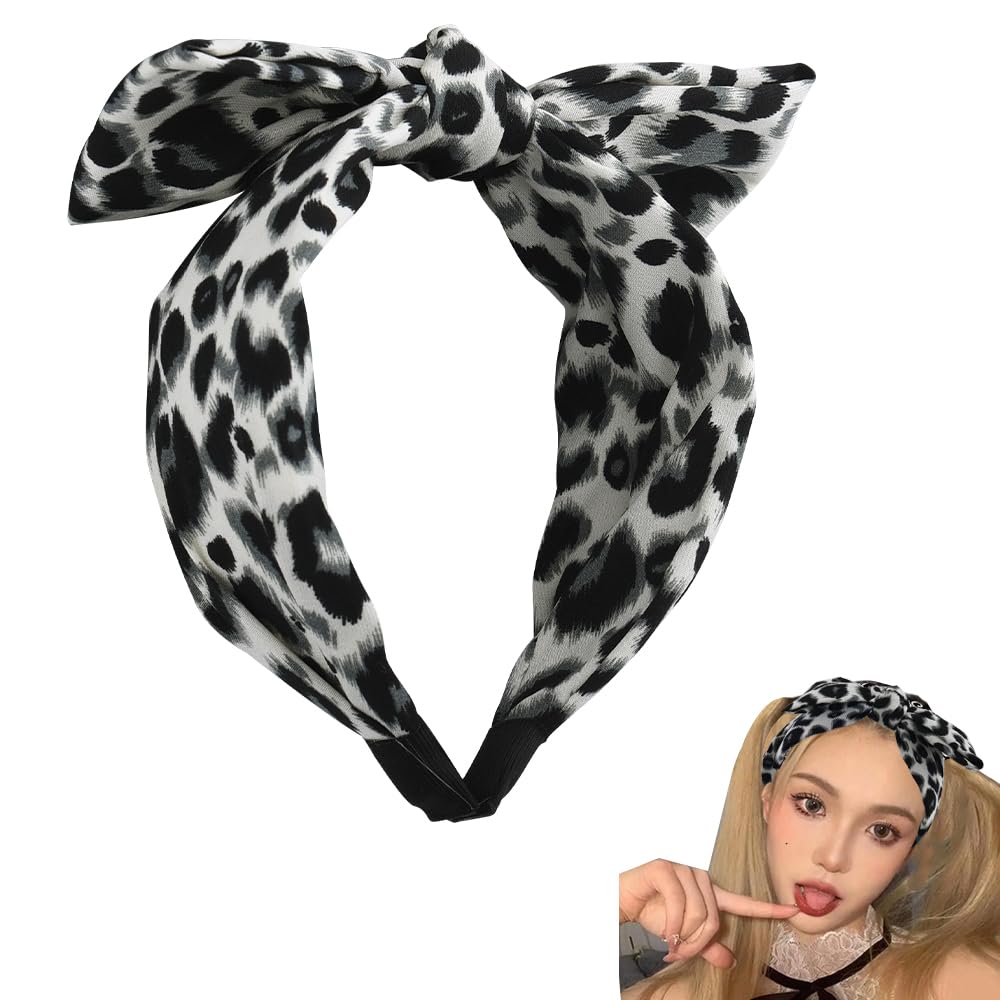 Cow Leopard Hair Bow Hair Band for Women Girls Leopard Knot Headbands for Women's Hair Twist Knot Headband Leopard Print Hairband for Makeup Leopard Print Hair Accessories for Halloween Headband