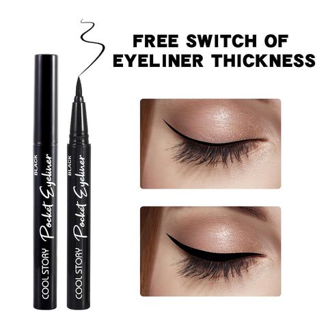 Easilydays Black Waterproof Liquid Eyeliner, Long-Lasting Thin Eyeliner, Multifunctional Wild Water Eyebrow Pencil, Ultra-Fine Felt Tip, Quick Drying Formula, Glides On Smoothly, 01 Black