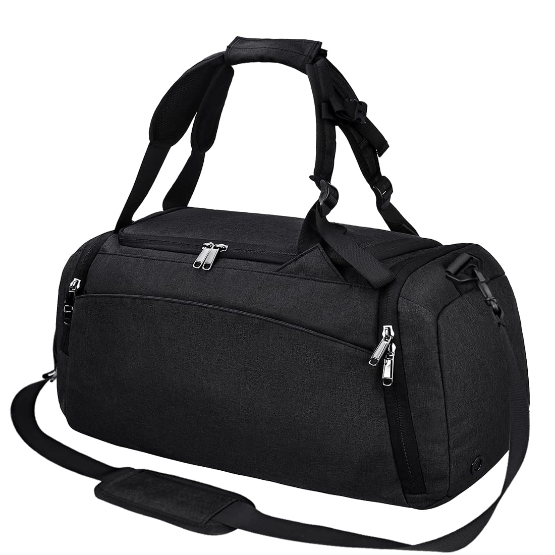 Sports Gym Duffel Bag with Shoe Compartment Waterproof Travel Holdall Large Sport Bag for Men or Women 40 L Black