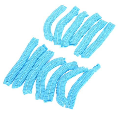 Sonew 100 Pcs Disposable Hair Net, Hair Cap Non Woven Anti Dust Hat Strip Blue Caps for Salon, Home and Restaurants Use