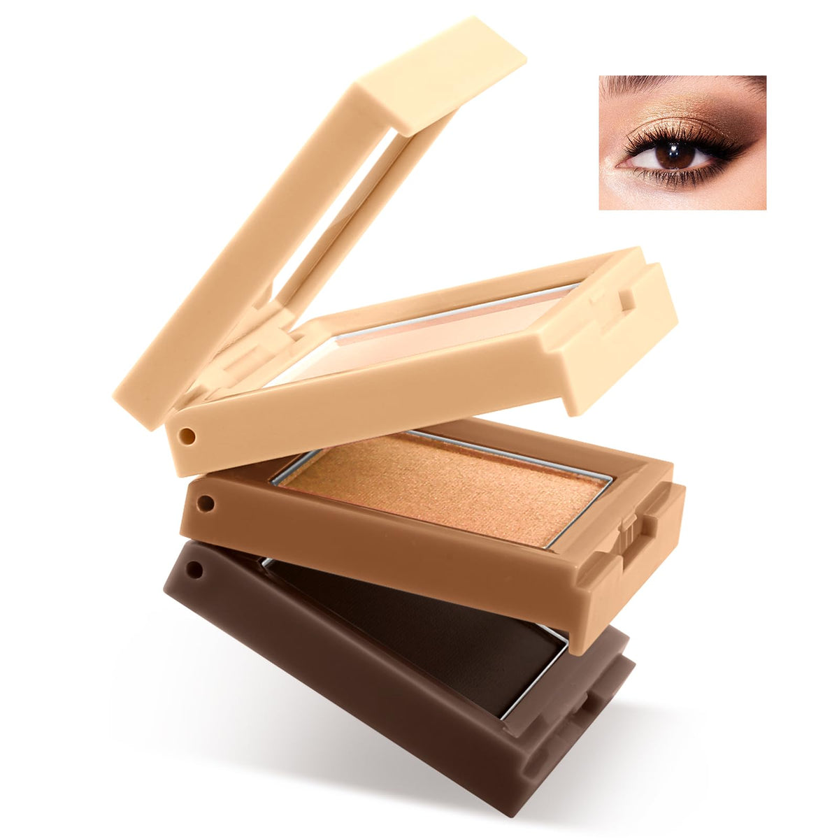 Boobeen 3 Colors Eyeshadow Palette Makeup, Matte and Glitter Eyeshadow, Highly Pigmented Blendable Creamy Eye Shadow Powder, Bright Shimmer Travel Eyeshadow palettes for Girl Women