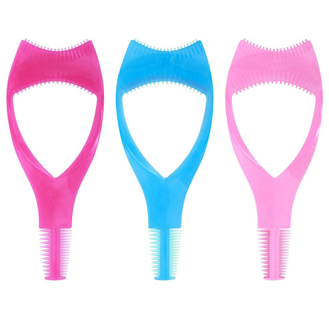 WLLHYF 3 Pack Mascara Shield Guard Makeup Eyelash Applicator Cosmetic Mascara Guide Separator Upper Lower Lash Comb Helper Tool Plastic Eyelashes Clean Brush Beauty Accesories (blue, pink, rose)