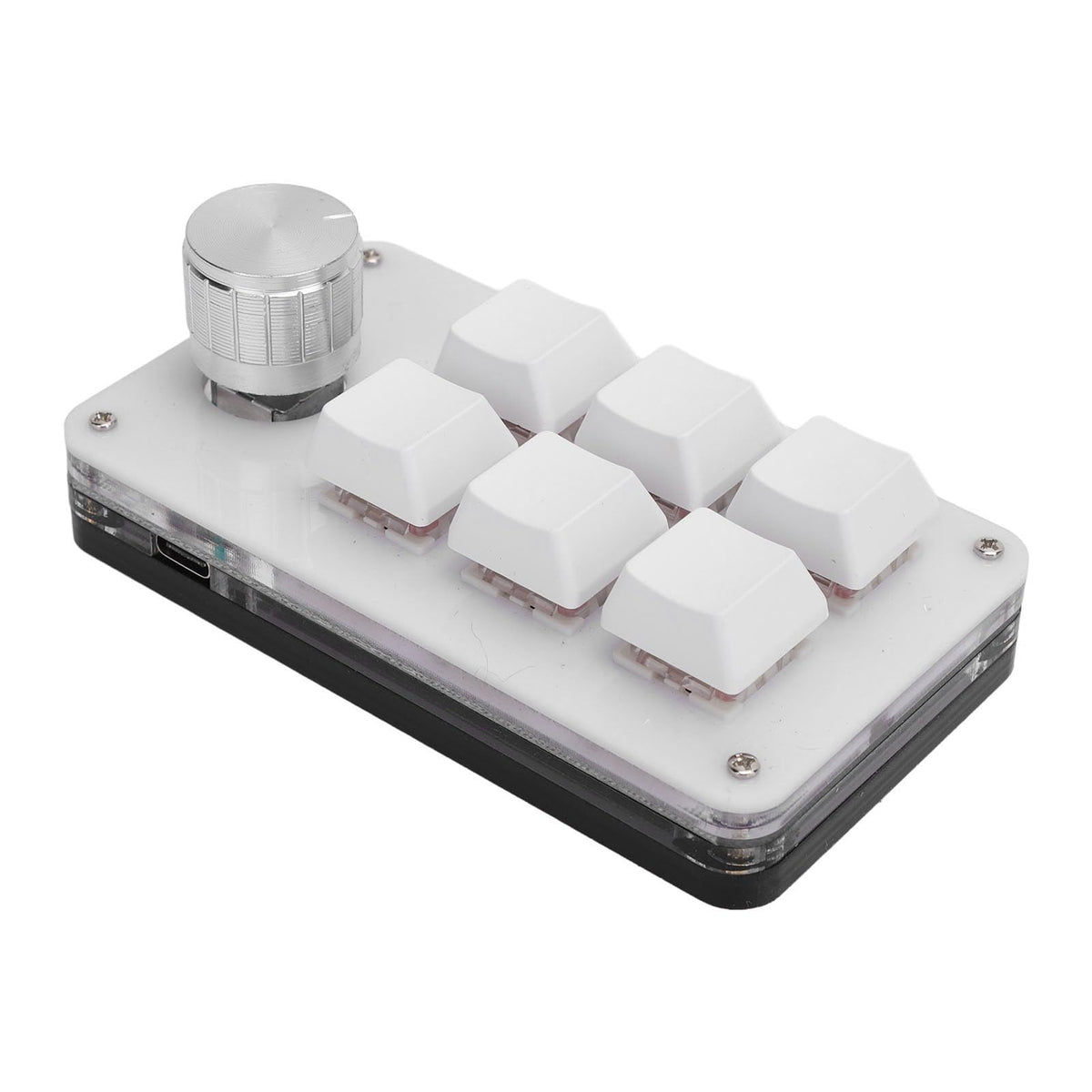 Luqeeg Mini Macro Mechanical Gaming Keyboard, 6 Key USB C PC Keypad Programming RGB Pad Dustproof Red Switch, Onboard Storage with USB C Data Cable for Gaming