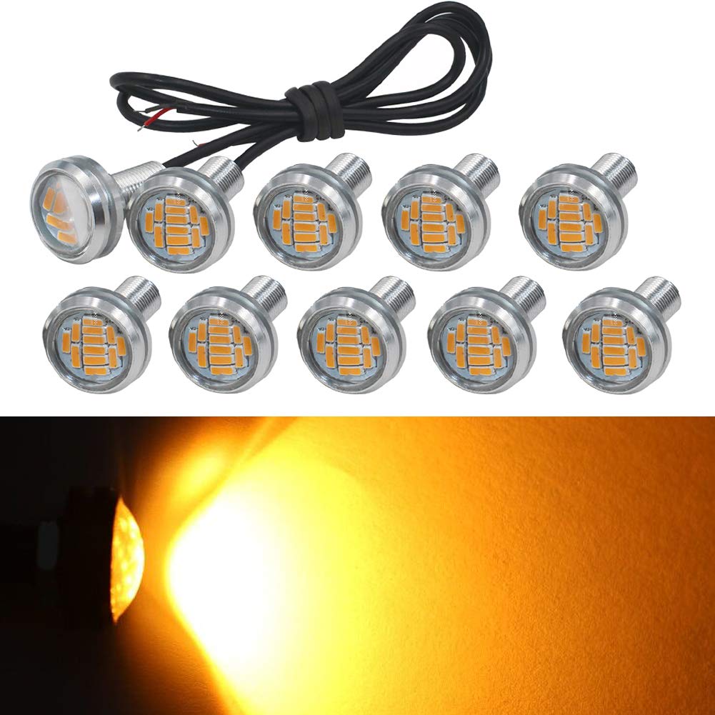 Yolu 10-Pack Eagle Eye Lights Amber 4014 12-SMD 20mm Eagle Eye Led Bulbs Daytime Running Lights Reverse Tail Brake Turn Signal Light Tail Backup Lights Clearance Marker Lights 12V