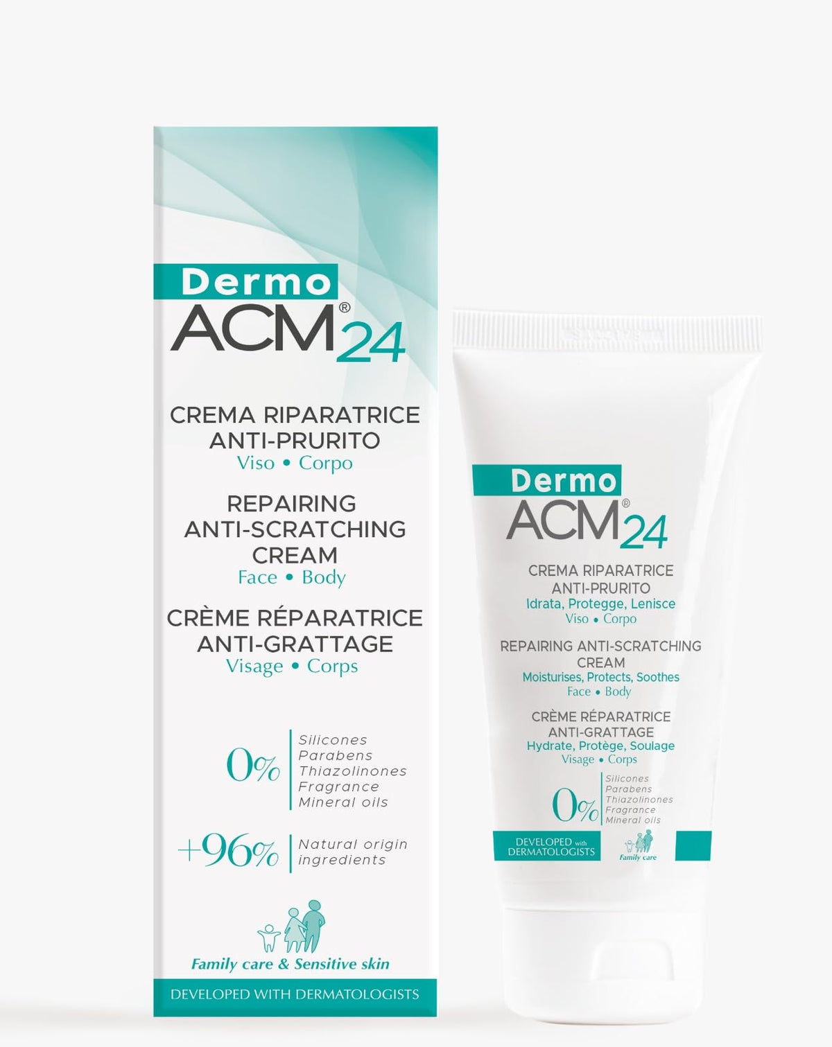 DermoACM Moisturising Repairing Face and Body Cream, Against Itching and Irritation. Soothing and nourishing for Dry and Atopic Skin. With Pantenol, Ceramide, Calendula and Vitamin E. 100ml