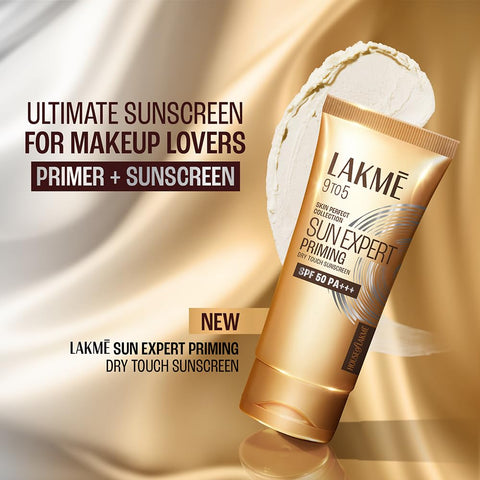 Lakme Sun Expert Primer + Sunscreen, SPF 50 PA+++ for UVA/B, mattifying for makeup lovers