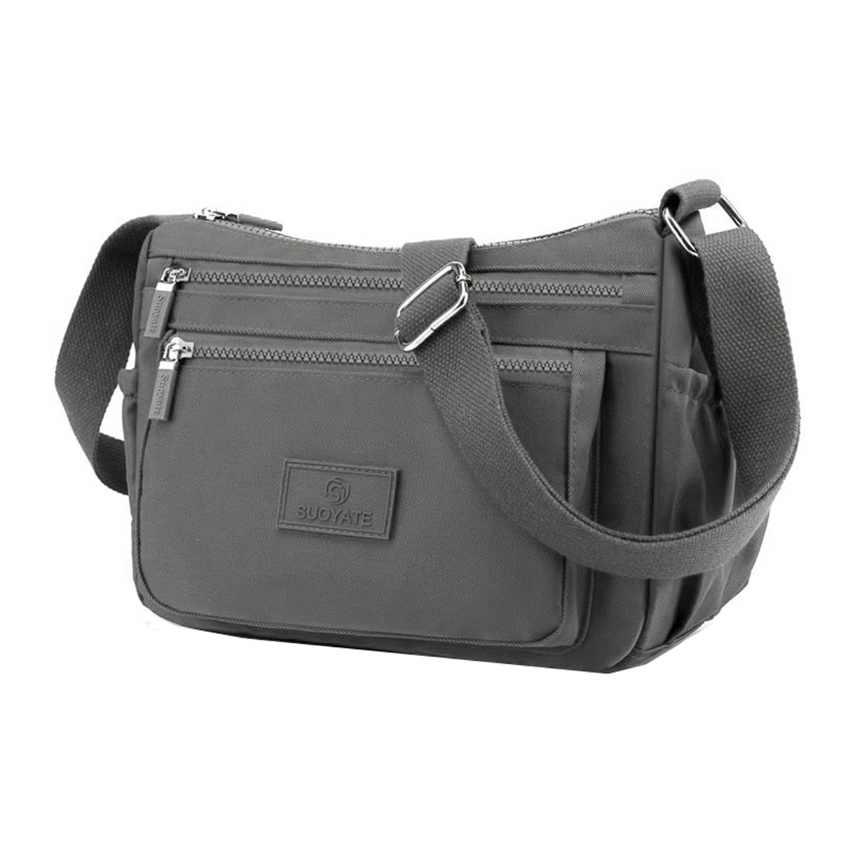 Wafybsre Women Multi-Pocket Casual Shoulder Bags Waterproof Nylon Shoulder Bags (Grey)