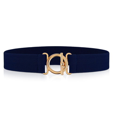Amaxiu Women Elastic Belt, Invisible Stretch Ladies Belts with Gold Flat Buckle Skinny Waist Belt For Jeans Pants Dresses(Blue)