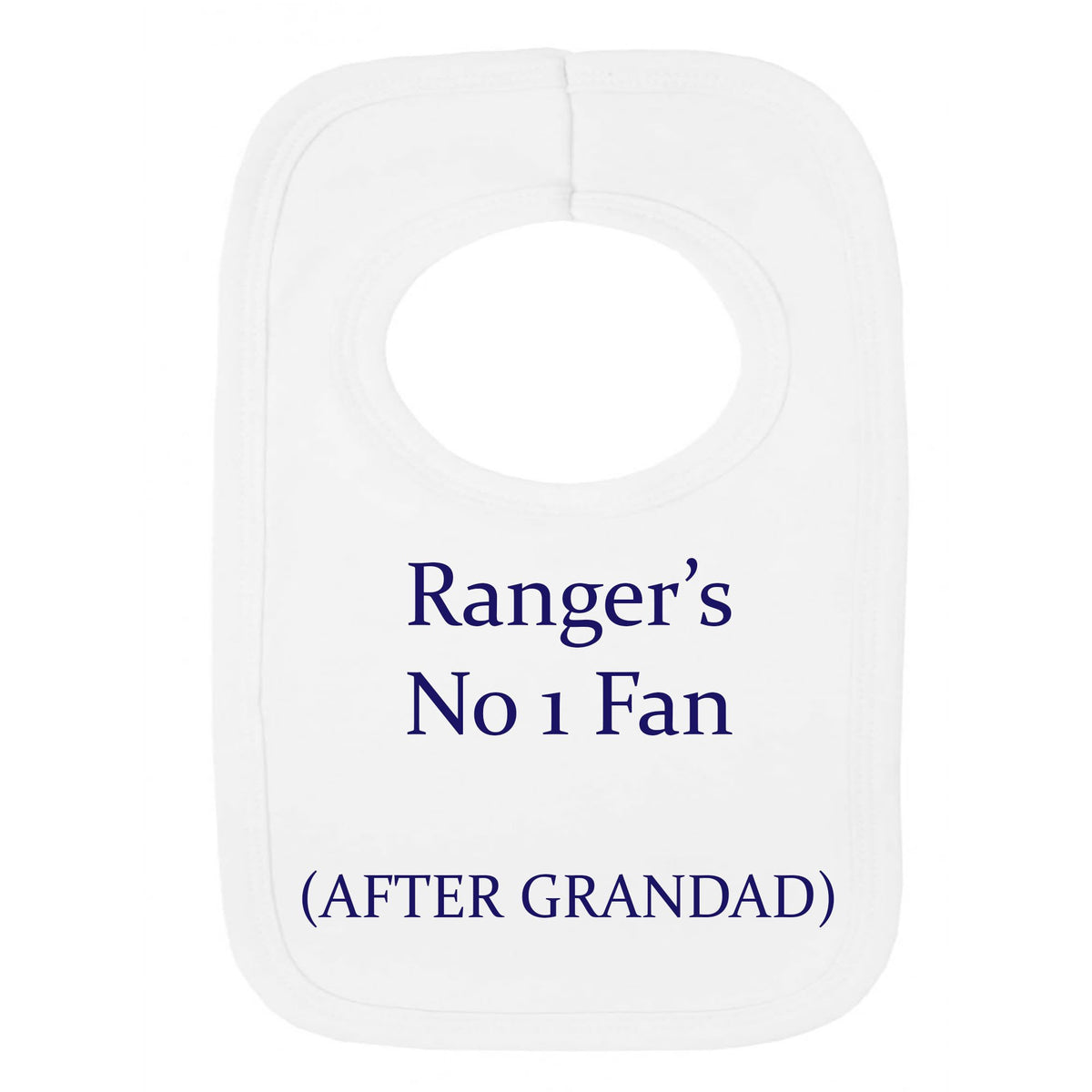 Personalised BIB - Rangers - NO 1 Fan After Grandad - (NO Stickers)- Beautifully Embroided