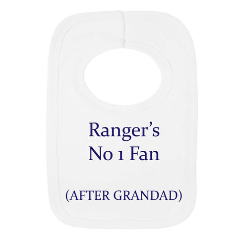 Personalised BIB - Rangers - NO 1 Fan After Grandad - (NO Stickers)- Beautifully Embroided