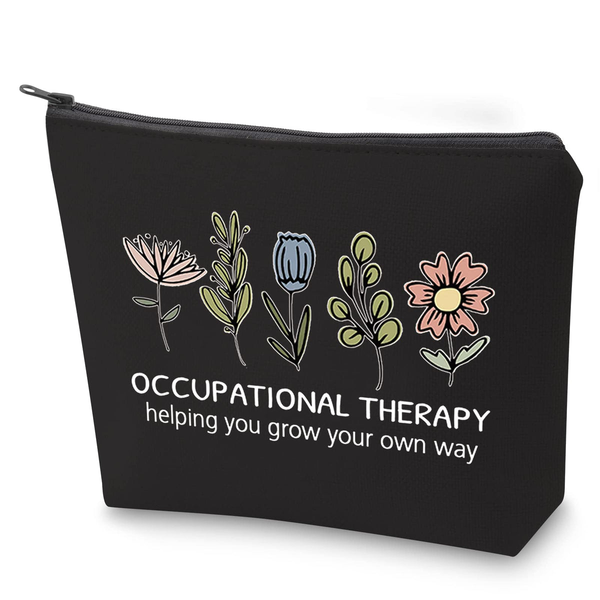 BAUNA Occupational Therapist Appreciation Gift OT Pencil Case Occupational Therapy Helping You Grow Your Own Way Makeup Bag with Zipper (BL OT Way)