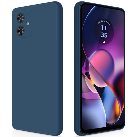 GiiYoon Case Compatible with Motorola Moto G54, Silky-Soft Touch Full-Body Protective Phone Silicone Case, Shockproof Cover with Microfiber Lining, Blue
