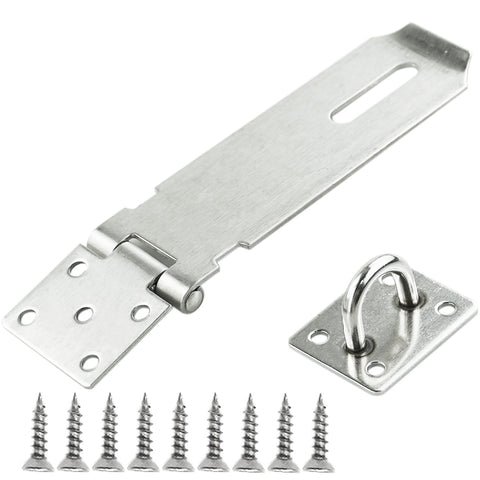 Door Padlock Hasp, 5 Inch Stainless Steel Padlock Hasp and Staple Shed Lock Hasp Shed Door Heavy Duty Gate Lock Security Hasp and Staple for Door Window Cabinet Pet Cage Crate?Silver