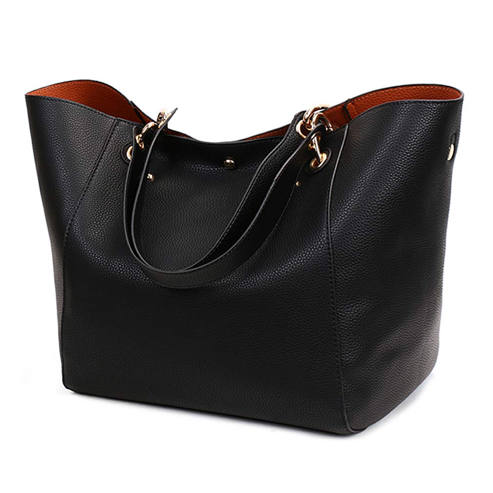 Pahajim PU Leather Waterproof Handbags Clutches Bags Large Bag Ladies Tote Bag Shoulder Bags for Women Bags for Work Shopping Bag(Black)
