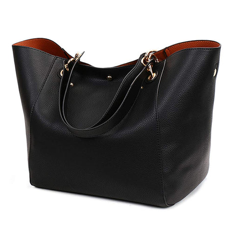 Pahajim PU Leather Waterproof Handbags Clutches Bags Large Bag Ladies Tote Bag Shoulder Bags for Women Bags for Work Shopping Bag(Black)