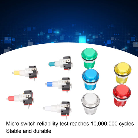 32mm Arcade Game Push Button 5 Colors LED Light Illuminated Self Reset DIY Arcade Machine Button Switch for Gamepads