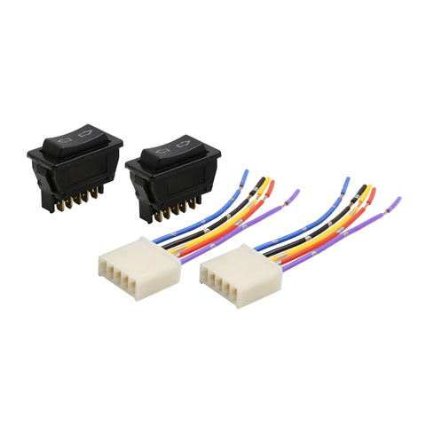 uxcell 1 Set 5 Pin DC 12V Car Power Window Glass Lift Switch with Wire Harness Socket Universal Black Replacement 4 in 1