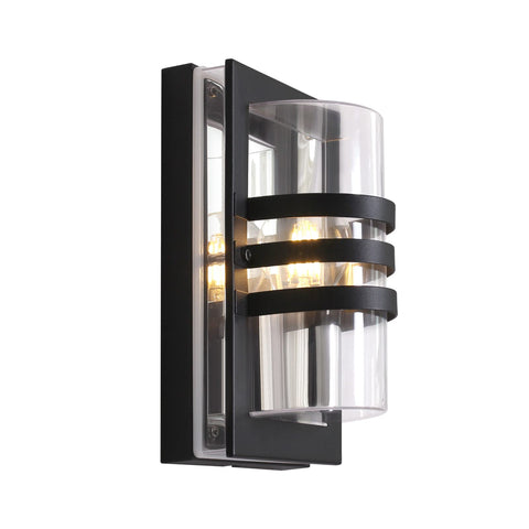 DAWALIGHT Stainless Steel Wall Lights Outdoor IP44 Waterproof Front Door Lights Mains Powered, HD PC Lampshade Lantern Lamp Outside with E27 Socket for Garden Corridor Living Room, Black