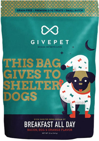 GivePet Breakfast All Day Pet Treats Bacon, Egg & Orange Flavor in 12 oz Bag