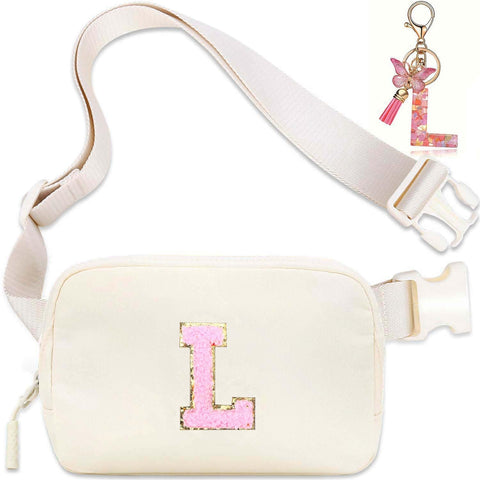 Initial Belt Bag for Girls - Women fanny pack ages 8-12 Teen Birthday Gifts Small Waist Packs Trendy Kids Fanny Pack L