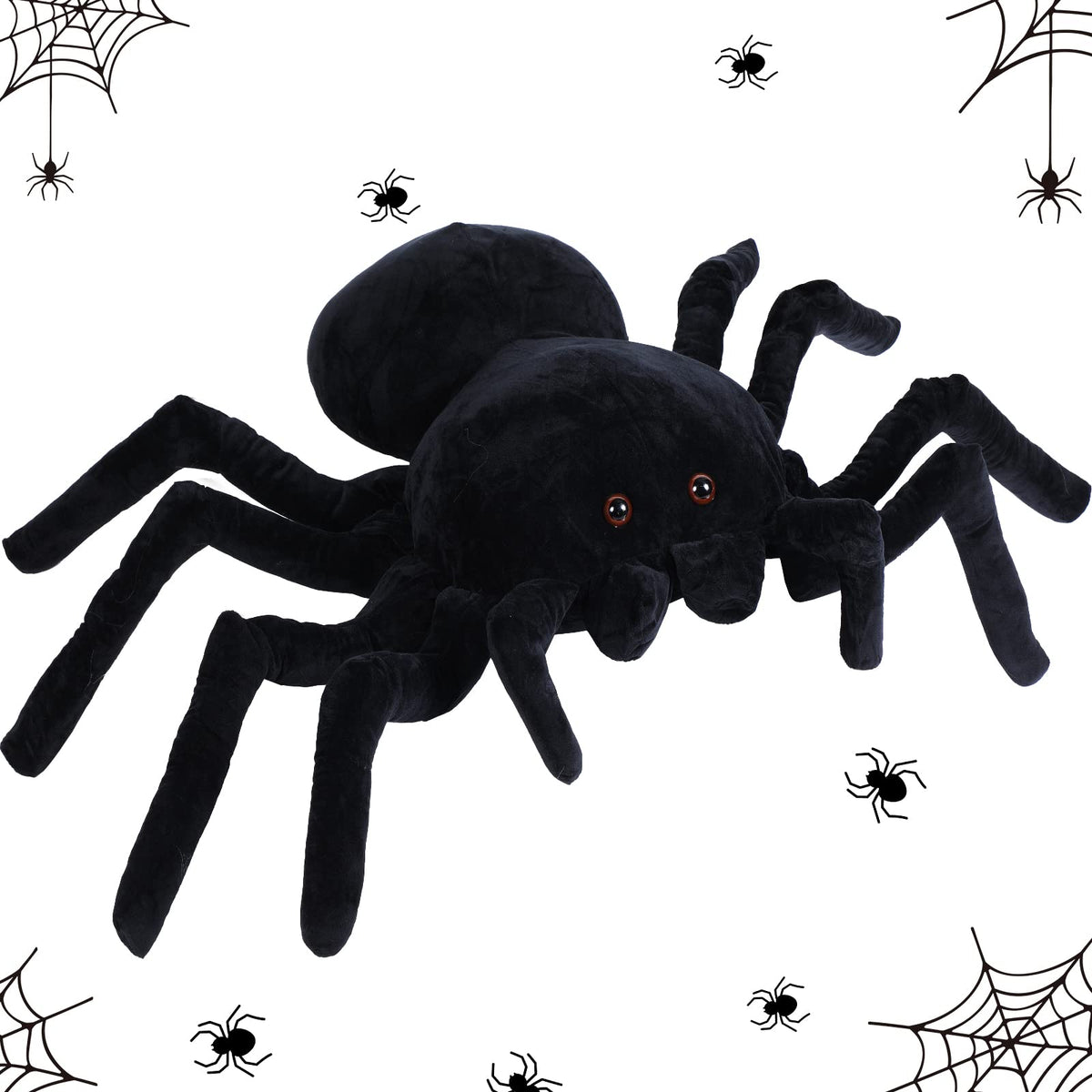 HyDren Halloween Giant Stuffed Spider Toy Huge Realistic Black Spider Stuffed Animal Plush Pillow Christmas Funny Prank Toys(15.75 x 9.84 Inch)