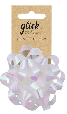 Glick Luxury Bow Iridescent White, Perfect for The Final Touch to Your Valentine, Birthday and Christmas Wrapping Including Other Celebrations, Gift Bow, White