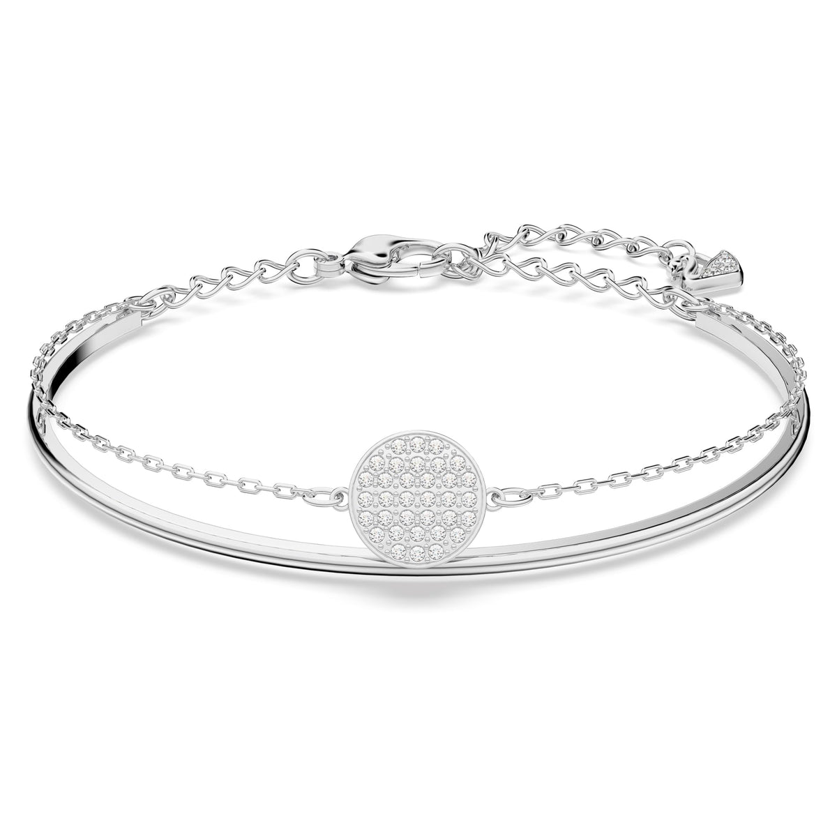 Swarovski womens Bangle, Ginger Bracelet, Crystals,Rhodium plated / White, Medium