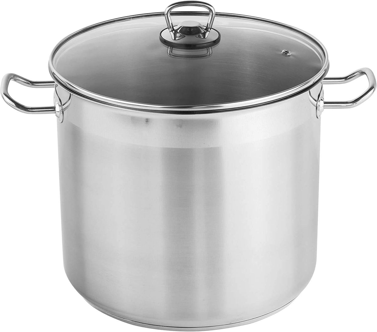 20 litre Large Deep Stainless Steel Cooking Stock Pot Casserole Glass Lid Induction Base