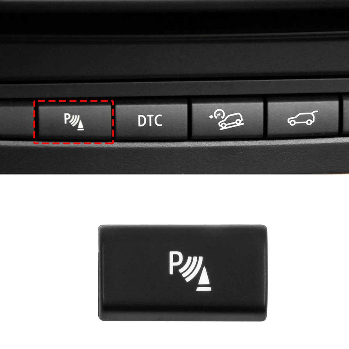 Jaronx Compatible with BMW Parking Radar Sensor Button Cover, Parking Radar Sensor Switch Button Replacement Radar P Button Compatible with BMW X5 E70 2006-2013/ X6 E71 2008-2014 (1 PCS)