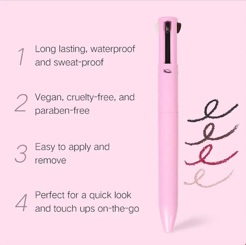 4 Color All-in-1 Waterproof Makeup Pen Eye Lip Brow Liner Highlighter