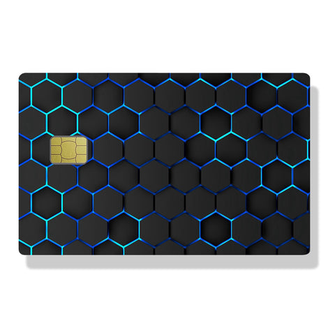 SYGTOYUE Credit Card Sticker Skin, 4pcs Debit Cards Decal Cover, Removable Adhesive Stickers for Driver License, Transportation Card, Key Card (Honeycomb)