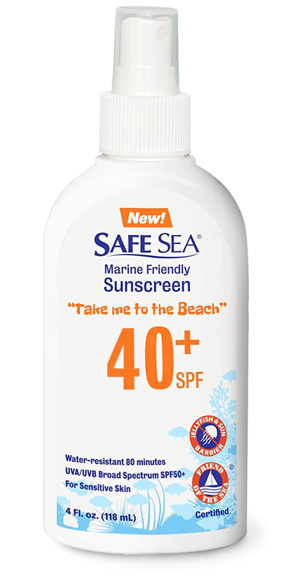 Safe Sea SPF40 sunscreen - Jellyfish and Sea lice protective Spray. Very Water Resistant (1-pack)