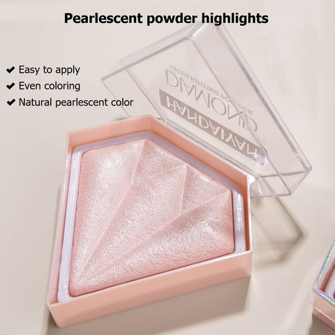 KARLOR Pink Highlighter Powder, Diamond Highlighter Palette Shimmer Face Highlighter Make up Pearl Glitter Blush with Shimmer Rose Highlight Glow Face?03#Light Pink?