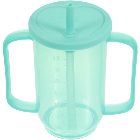 Adult Sippy Cup 2 Handles Plastic Mug Drinking Cup Disabled Elderly Spill Proof Dysphagia Cup for Living Hospital Cup with Lid and Straw