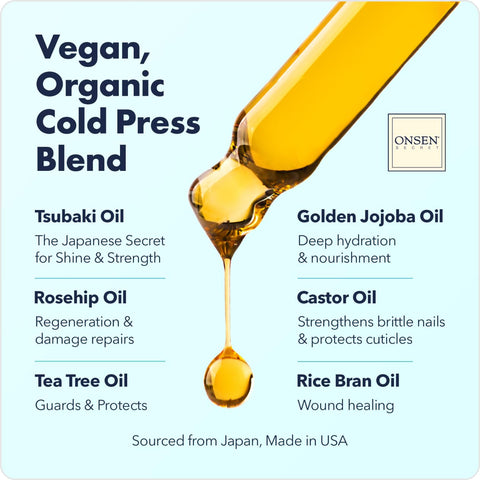 Organic Cuticle Oil for Nails - USA Made - Japanese Nail Oil Treatment for Damaged Nails - Natural Nail Care & Cuticle Repair - Visible Results For Perfect Nails - Nail Reboot Oil 10ml by Onsen