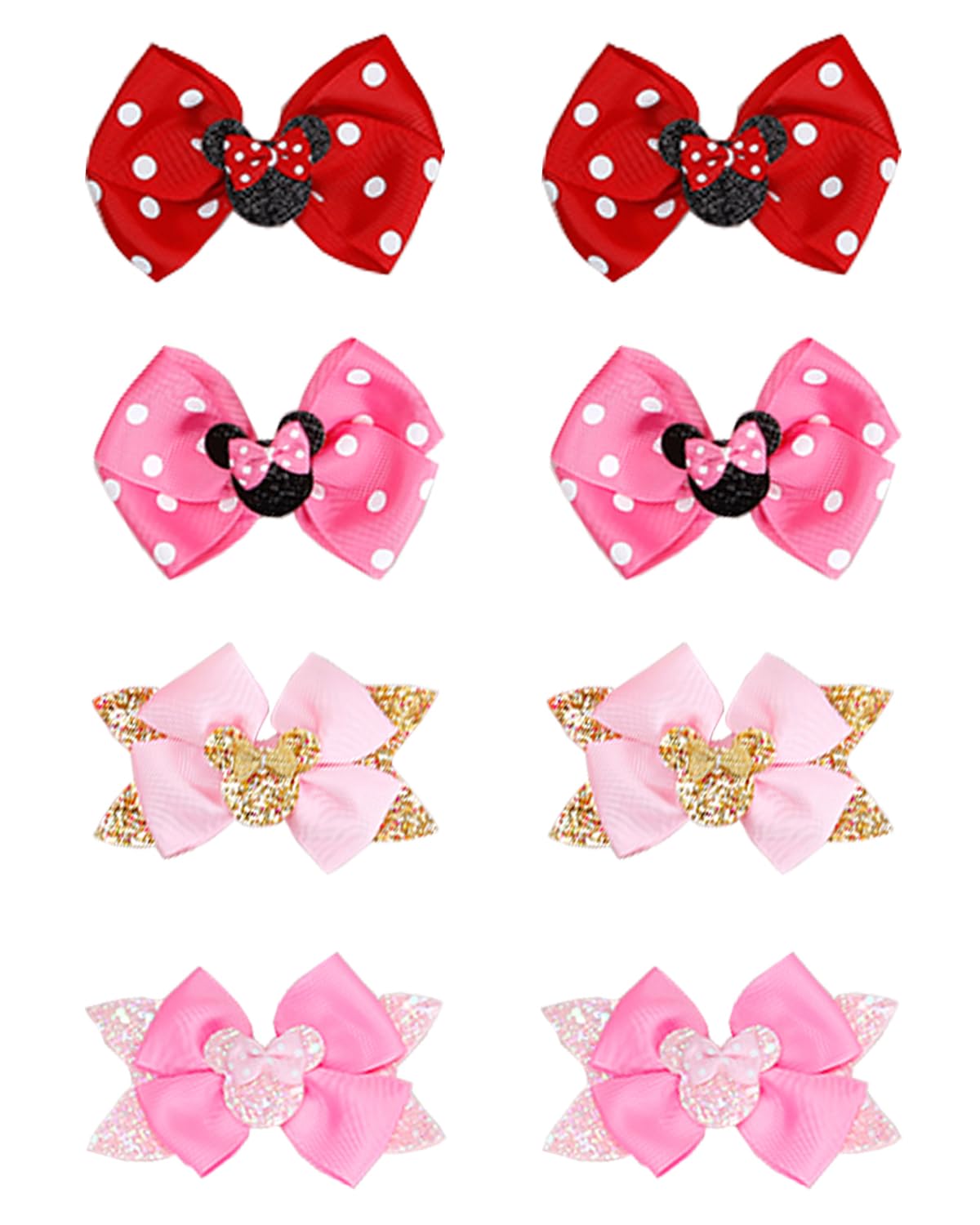 Hair Clips for Girls, 8 pcs Hair Bows, Cute Disney Hair Clips Kids Barrettes Girls' Hair Accessories for Birthday Christmas Children's Day Gift