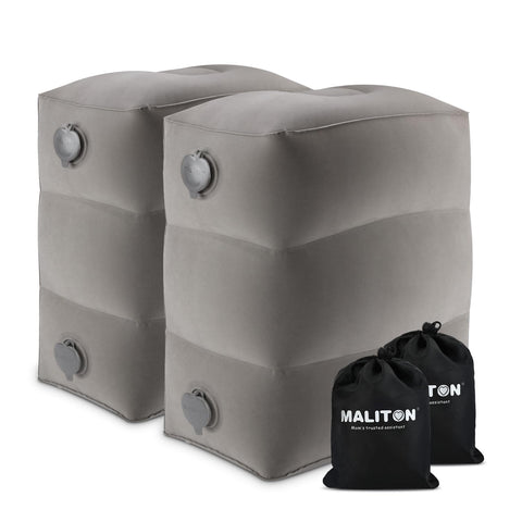 Maliton Airplane Footrest, Inflatable Foot Rest for Kids, Adjustable Height Travel Pillow On Airplanes, Cars, Travel, Office, Toddler Airplane Travel Essentials (Grey, 2 Pack)