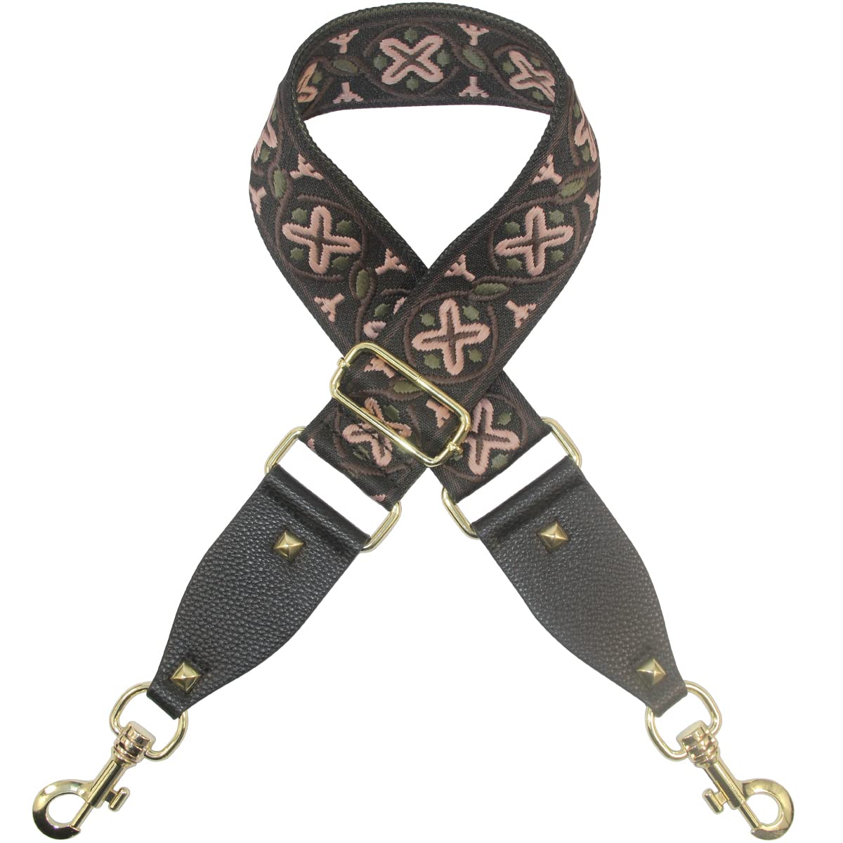 Duwi Wide Purse Strap Multicolor Striped Guitar Style Strap Adjustable Canvas Crossbody Bag Strap(black,blackish green,pink)