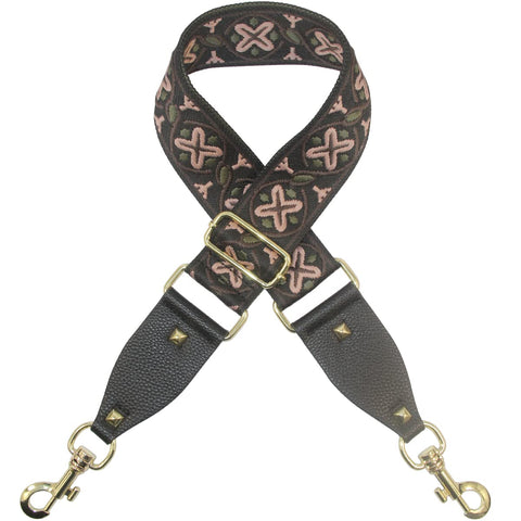 Duwi Wide Purse Strap Multicolor Striped Guitar Style Strap Adjustable Canvas Crossbody Bag Strap(black,blackish green,pink)
