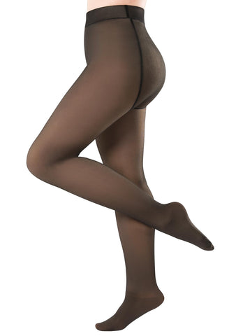 QonLou Fleece Lined Tights Women Thermal Leggings Brown Fake Translucent Soft 200 Denier Thick Warm Winter Footed Tights for Women 1 Pack Size S-M