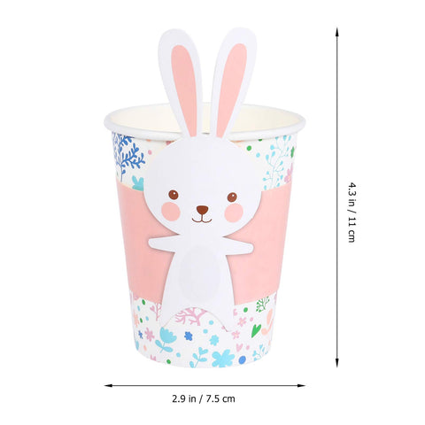 PRETYZOOM Cartoon Paper Cups 1 Set 8pcs Rabbit Paper Plate Easter Bundle Easter Tableware Kit Easter Paper Tableware Bunny Paper Paper Tableware Decorate Child Modeling