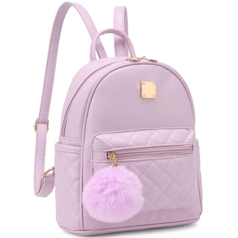 Girls Fashion Mini Backpack Purse Small Cute Plaid Leather Women Backpacks Little Bag, Purple, S, Girls Fashion Mini Backpack Purse