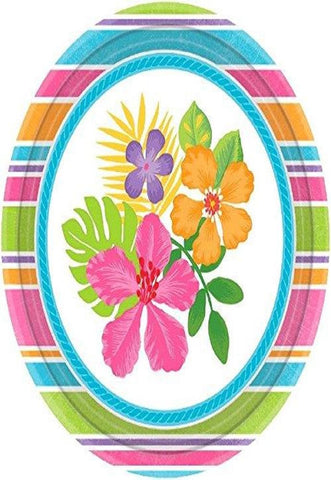 Amscan Sun-Sational Summer Luau Party Sophisticated Hibiscus Round Plates Tableware, Multicolor, 7" x 7"