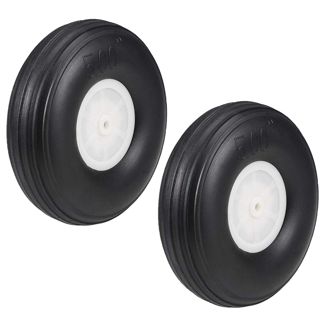 uxcell Tire and Wheel Sets for RC Car Airplane,PU Sponge Tire with Plastic Hub,5" 2pcs