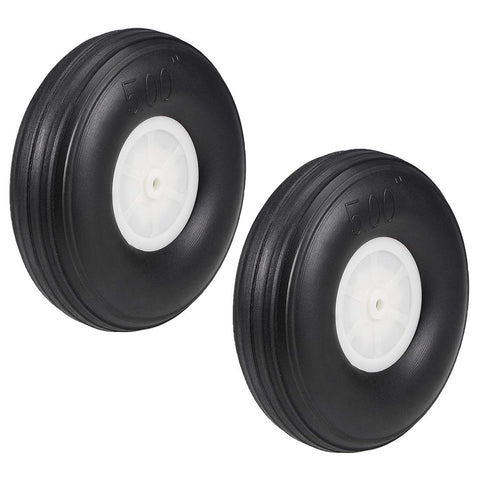 uxcell Tire and Wheel Sets for RC Car Airplane,PU Sponge Tire with Plastic Hub,5" 2pcs